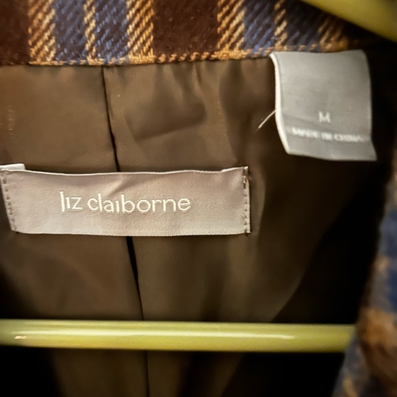 Liz Claiborne Brown blue Tweed Blazer Two Button Size M - Picture 6 of 8